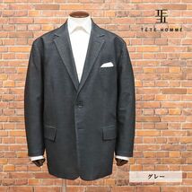 春夏/TETE HOMME/Lサイズ/楽ちん ジャケット 大きいサイズ グーンと伸縮 カルゼ 無地 着心地◎ 日本製 新品/グレー/ig102/_画像1