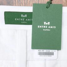 1円/春夏/entre amis/32インチ/訳 イタリー製パンツ さらっと綿 ストレッチ ツータック 爽やか 無地 美脚 新品/白/ホワイト/ic333/_画像6