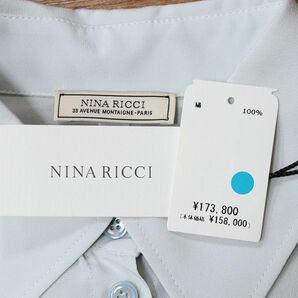 1円/春夏/NINA RICCI/FR38サイズ/シルク ロング ブラウス フランス製 インポート ニナリッチ 新品/ライトブルー/iz544/の画像5