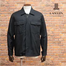 春夏/LANVIN COLLECTION/48サイズ/シャツ ブルゾン なめらか 美艶ツイル ワーク調 胸ポケット ラフ 羽織 新品/黒/ブラック/ib152/_画像1