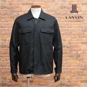 春夏/LANVIN COLLECTION/48サイズ/シャツ ブルゾン なめらか 美艶ツイル ワーク調 胸ポケット ラフ 羽織 新品/黒/ブラック/ib152/