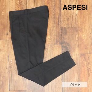 春夏/ASPESI/48サイズ/美脚チノ パンツ CP423 FUNZIONALE PINCES ハリ 無地 ツータック キレカジ 新品/黒/ブラック/if122/