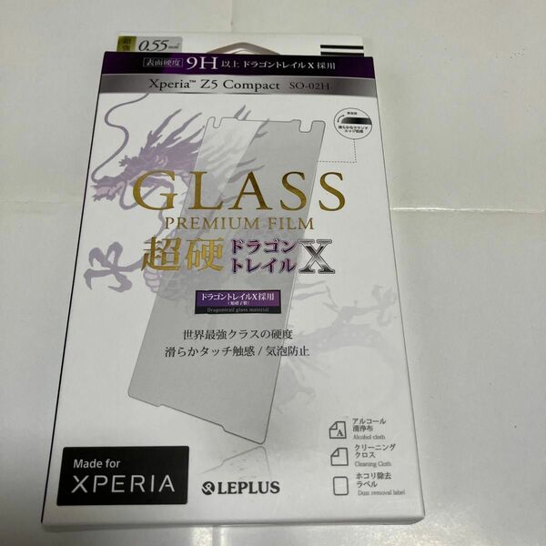 スマホ液晶保護フィルム、1個、Xperia-Z5-Compact-SO02に対応。ガラスプレミアムフィルム。