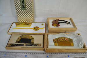 L4）かんざし・櫛　・笄など　在銘あり　「松永」「寿舟」と思われます　螺鈿・象嵌・べっこう・本蒔絵　　形・技法さまざま　多種多様に
