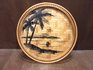  Vintage * Hawaii Hsu red a bamboo tray *240313y3-bxs miscellaneous goods earth production thing bamboo made 