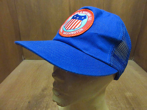 ビンテージ80's●DEADSTOCK U.S.OIL & REFINING & CO.スナップバックメッシュキャップ青●240325i4-m-cp-bbトラッカー帽子デッドストック