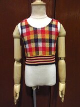 ビンテージ70's●キッズチェック柄クロップドタンクトップ●240325c7-k-tktp 1970s子供服ノースリーブトップス古着レトロ_画像1