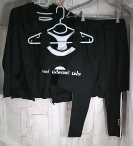 16 01765 * спорт одежда L черный белый женский верх и низ 5 позиций комплект фитнес [ outlet ]