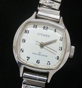 【中古動作品/現状品】★CITIZEN COSMO STAR シチズン コスモスター手巻式 21石　レディース腕時計 ANWGF 4-620038 S ジャバラベルト社外