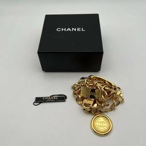 CHANEL シャネル チェーンベルト ゴールドカラー ココマーク ロゴプレート 箱付 現状品