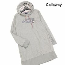 Callaway キャロウェイ 通年 ロゴ&クマ♪ 長袖 パーカー ワンピース Sz.L　レディース グレー ゴルフ　K4T00216_2#F_画像1