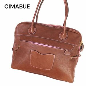 CIMABUEchimabe ribbon tassel! leather briefcase handbag Sz.F lady's Brown K4G00005_2#U