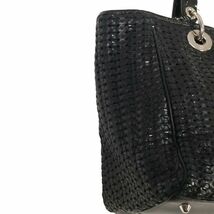 Christian Dior クリスチャンディオール メッシュ レザー トート ハンド バッグ 鞄 Sz.F　レディース 黒 イタリア製　K4G00003_2#U_画像4