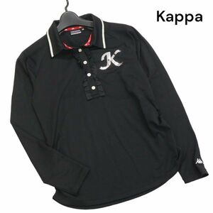 Kappa GOLF カッパ ゴルフ 通年 スパンコール♪ 速乾 長袖 フリル付き ポロシャツ Sz.M　レディース 黒　K4T00234_2#C