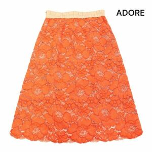 美品★ ADORE アドーア 春夏 花柄♪ フローラル レース スカート Sz.36　レディース 日本製　K4B00191_2#P