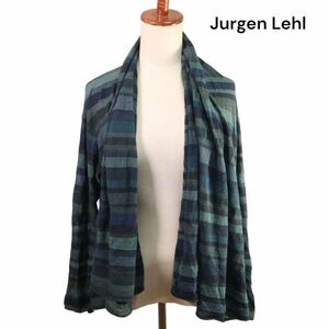 Jurgen Lehl ヨーガンレール 通年 マルチボーダー♪ コットン カーディガン 羽織 ガウン Sz.M　レディース　K4T00246_2#O