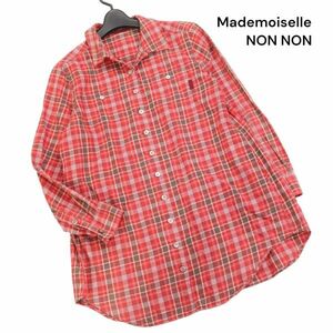 Mademoiselle NON NON マドモアゼルノンノン 通年 長袖 コットン チェック シャツ チュニック Sz.38/M　レディース 日本製　K4T00258_2#C