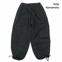Yohji Yamamoto POUR HOMME ヨウジヤマモト プールオム 春夏 ドローコード イージー リネン ワイド パンツ Sz.2　メンズ 黒　K4B00199_3#P_画像1