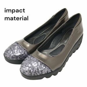 新品同様★ impact material インパクトマテリアル スパンコール×エナメル♪ パンプス シューズ Sz.23.5 EEE　レディース　K4G00029_3#U