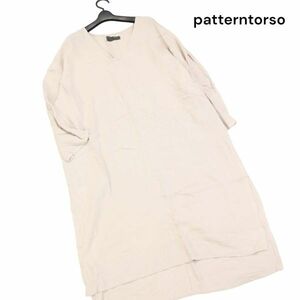 antiqua patterntorso アンティカ パターントルソー 春夏 ゆったり♪ Vネック 長袖 ロング ワンピース Sz.F　レディース　K4T00305_3#D