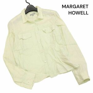 MARGARET HOWELL マーガレットハウエル 春夏 麻100%♪ ドット柄 長袖 リネン シャツ ブラウス Sz.2　レディース 日本製　K4T00336_3#A