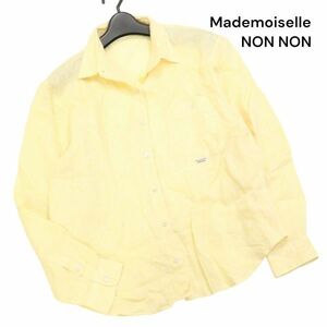 Mademoiselle NON NON マドモアゼルノンノン 春夏 麻100%♪ 長袖 リネン シャツ Sz.M　レディース 日本製　K4T00321_3#A