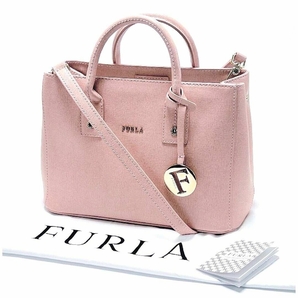 未使用 Furla フルラ 2way ショルダーバッグ トートバッグ ハンドバッグ 斜めがけ クロスボディ くすみピンク チャーム 保存袋付き 