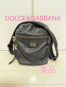 美品 ドルチェ&ガッバーナ DOLCE&GABBANA レザー ショルダーバッグ ユニセックス ブラック