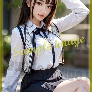 F◇人気美女の制服チラっと◇101円スタート◇[高解像度]◇A4写真用光沢紙◇3737◇グラビアイラストアートポスター◇セーラー服の画像1