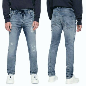 美品 ディーゼル DIESEL KROOLEY CB-NE 069DA JOGG JEANS 色落ち ダメージ リペア加工 ジョグ スウェット デニム パンツ 30 ストレッチ