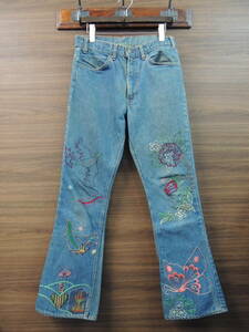 ◆70S VINTAGE W32 リーバイス LEVI'S オレンジタブ 646-0217 TALON42 スレーキスタンプ ベルボトム デニム パンツ ヒッピー刺繍 66後期