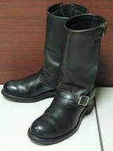◆ オールド ビンテージ 9.5E HH WEST ダブルエイチ スチールトゥ エンジニア ブーツ 革靴 コードソール レザー 黒 ブラック 27.5cm_画像1