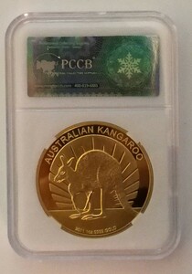 ◆ PCCBスラブケース入り エリザベス二世 2011年オーストラリア100ドルカンガルー 金貨 通貨