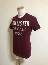 HOLLISTER ホリスター クルーネック Tシャツ トップス 刺繍 サイズS 半袖 ボルドー_画像6