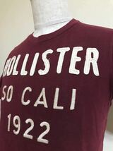HOLLISTER ホリスター クルーネック Tシャツ トップス 刺繍 サイズS 半袖 ボルドー_画像10