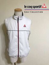 【良品】 le coq sportif golf ルコック ゴルフ ウェア 切替し ウインド ジャケット ベスト トップス ホワイト サイズL 白 QG6620_画像1