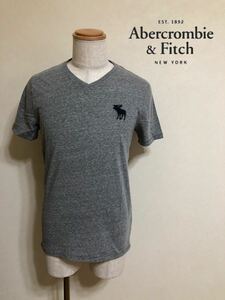 【新品】 Abercrombie & Fitch アバクロンビー&フィッチ ビッグ アイコン Vネック Tシャツ サイズS 半袖 175/92A グレー 626460092