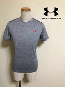 【美品】 UNDER ARMOUR UA アンダーアーマー ドライ Vネック 半袖 Tシャツ トレーニングウェアー トップス グレー サイズSM