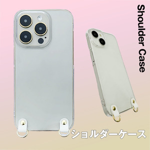 スマホショルダー iPhone14 Plus ホルダー クリアケース ショルダーストラップ 透明 薄型 シンプル