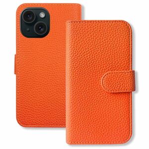 iPhone15 アイフォン15 スマホケース（テラコッタオレンジ）カバー 手帳 カード収納 ニュアンスカラー くすみカラー