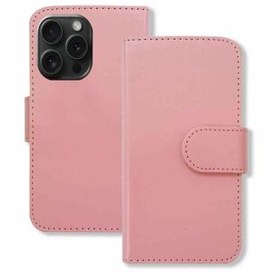 iPhone15 Pro アイフォン15プロ スマホケース（ピンク）手帳型 PUレザー 無地 ケース 横開き カード収納 カバー