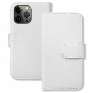 iPhone13 Pro Max スマホケース（ホワイト）手帳型 PUレザー 無地 ケース 横開き カード収納 カバー