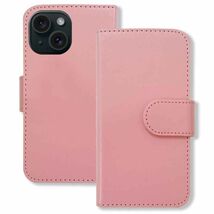 iPhone15 アイフォン15 スマホケース（ピンク）手帳型 PUレザー 無地 ケース 横開き カード収納 カバー_画像1