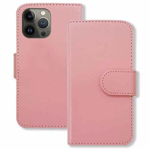 iPhone13 Pro Max スマホケース（ピンク）手帳型 PUレザー 無地 ケース 横開き カード収納 カバー