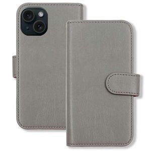 iPhone15 Plus アイフォン15プラス スマホケース（アッシュグレー）カバー 手帳 カード収納 ニュアンスカラー くすみカラー