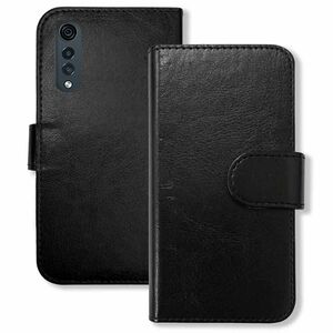 LG VELVET L-52A エルジーベルベット スマホケース（ブラック）手帳型 PUレザー 無地 ケース 横開き カード収納 カバー