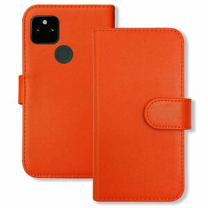 Pixel5a 5G ピクセル5a5G スマホケース（オレンジ）手帳型 PUレザー 無地 ケース 横開き カード収納 カバー