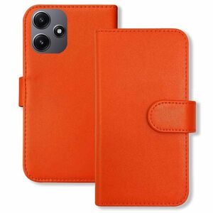 Xiaomi Redmi 12 5G XIG03 スマホケース（オレンジ）手帳型 PUレザー 無地 ケース 横開き カード収納 カバー