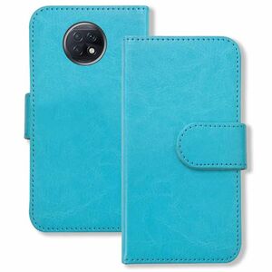Redmi Note 9T スマホケース（ブルー）手帳型 PUレザー 無地 ケース 横開き カード収納 カバー