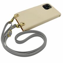 Galaxy Note20 Ultra 5G SC-53A スマホショルダー（手帳クリーム×ストラップ:ライトグレー）カバー 手帳 くすみカラー_画像1